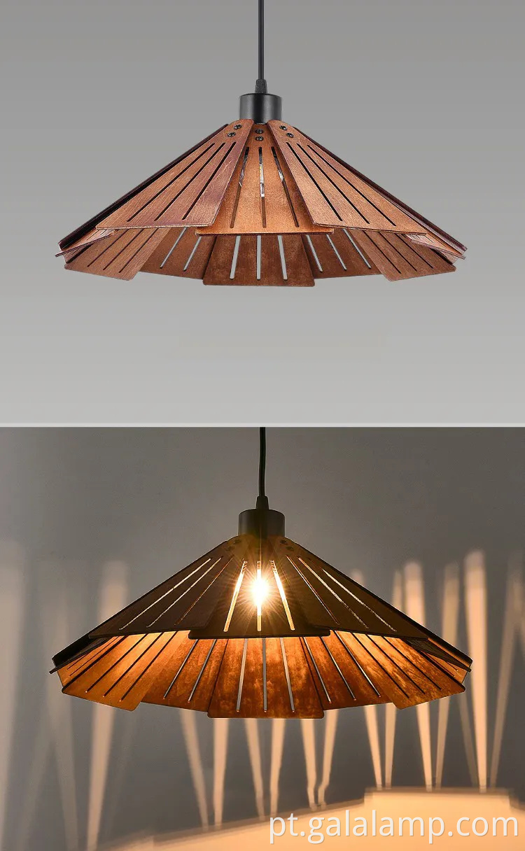 Luz pendente de madeira japonesa elegante para salas de chá